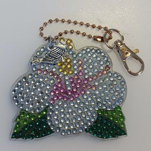 Flower keychain bird charm